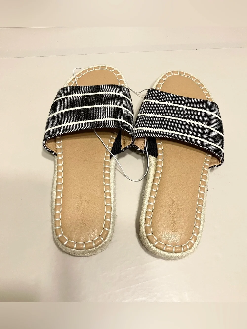 Universal Thread Womens Haddie Espadrille Slide Sandals black/white stripes Sz 7